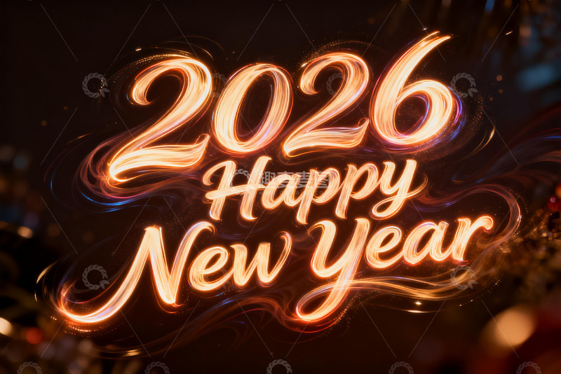 高清大图下载【趣麦麦图】2026新年快乐灯光艺术