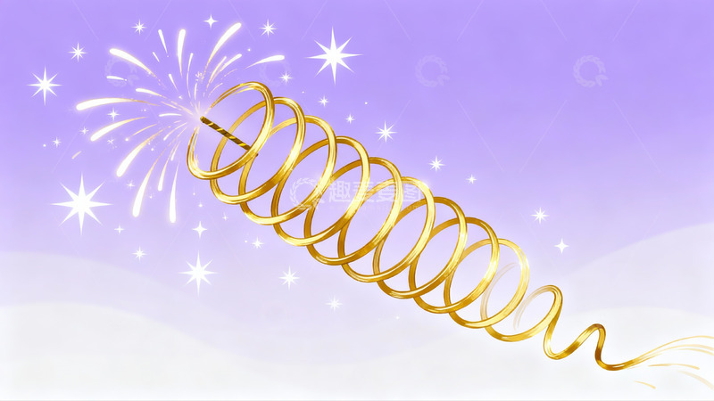 高清大图下载【趣麦麦图】金色烟花螺旋绽放夜空