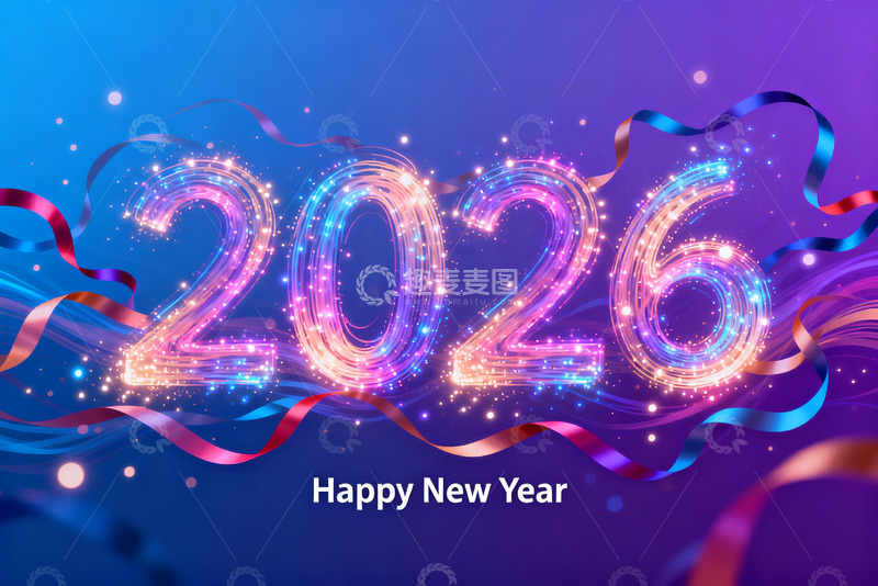 高清大图下载【趣麦麦图】2026新年庆祝海报