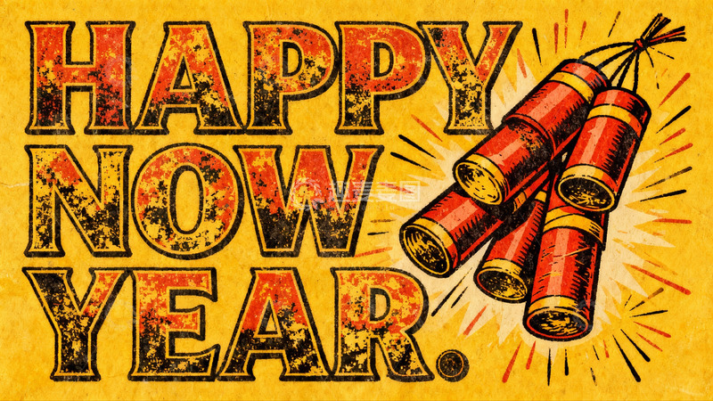 高清大图下载【趣麦麦图】新年快乐鞭炮图案设计