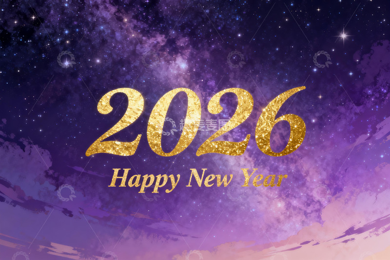 高清大图下载【趣麦麦图】2026新年贺图星空背景