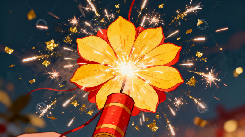 高清大图下载【趣麦麦图】烟花绽放花形绚丽夜空