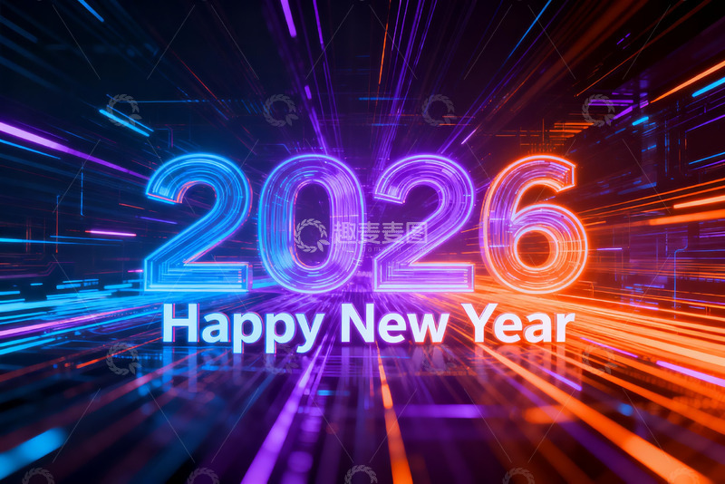 高清大图下载【趣麦麦图】2026新年庆祝科技光影