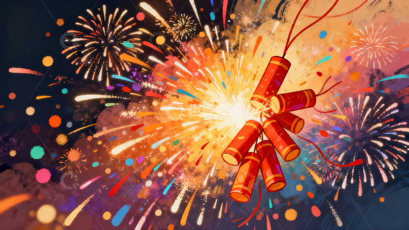 高清大图下载【趣麦麦图】烟花绽放夜空绚丽多彩