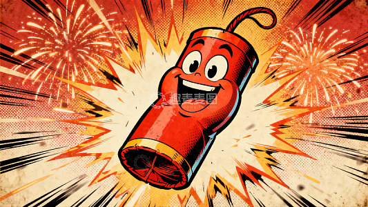 卡通炸药庆祝烟花绽放