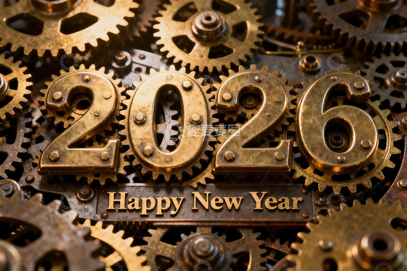 高清大图下载【趣麦麦图】2026年新年机械齿轮艺术