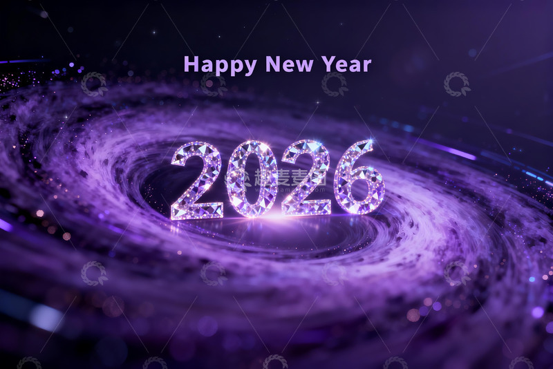 高清大图下载【趣麦麦图】2026新年紫色星河贺图