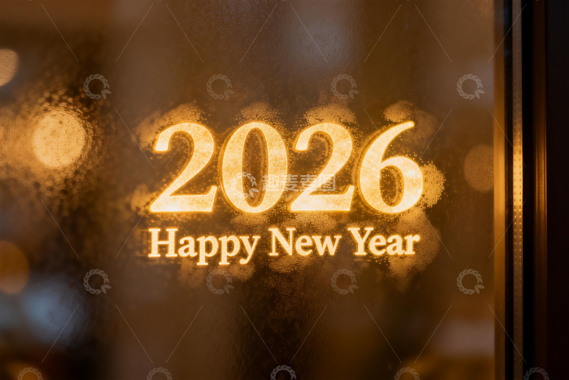 高清大图下载【趣麦麦图】2026新年祝福玻璃窗投影