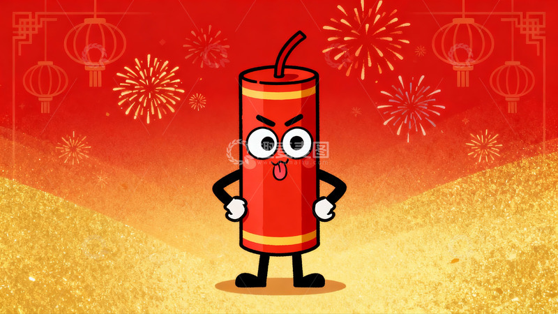高清大图下载【趣麦麦图】卡通鞭炮迎新春