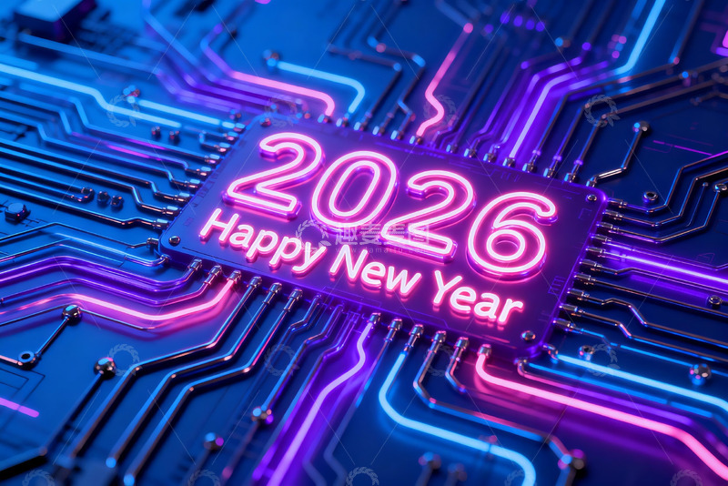 高清大图下载【趣麦麦图】2026新年科技电路板