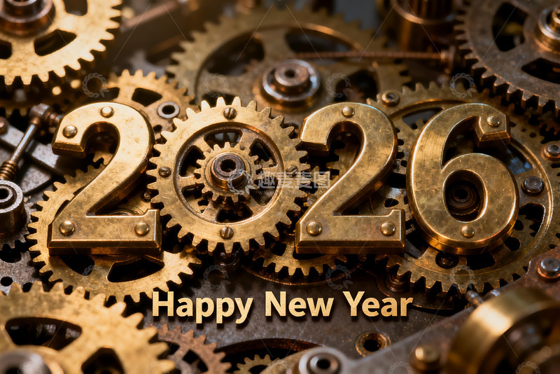 高清大图下载【趣麦麦图】2026年齿轮机械新年贺图