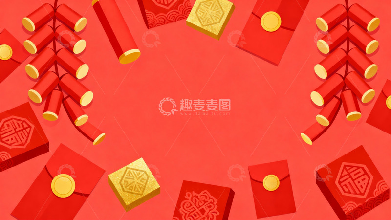 高清大图下载【趣麦麦图】红色喜庆新年装饰图案