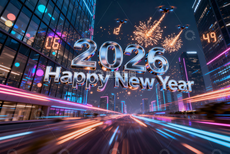 高清大图下载【趣麦麦图】2026新年夜城市烟花庆典