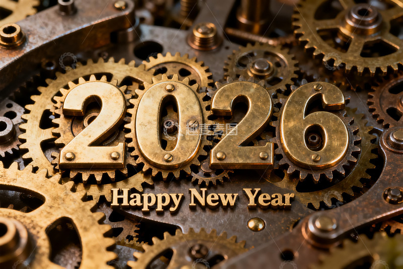 高清大图下载【趣麦麦图】2026年新年机械齿轮图案
