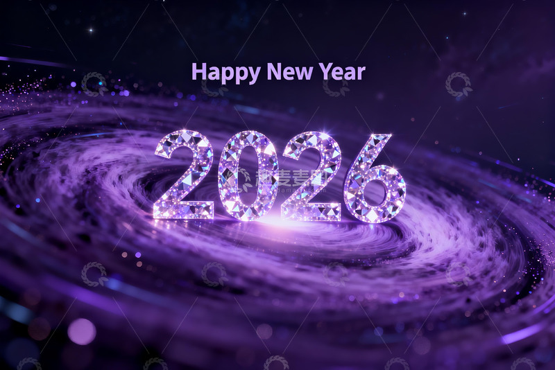高清大图下载【趣麦麦图】2026新年贺图紫色星河