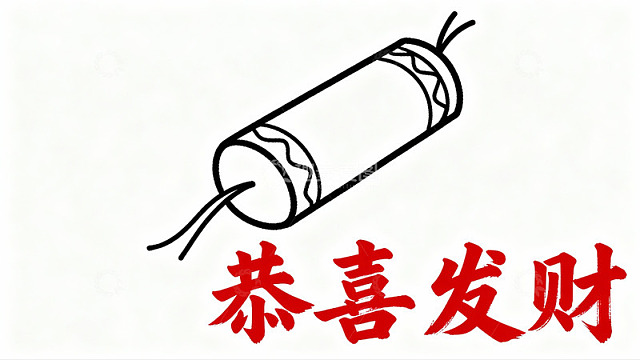 鞭炮图案寓意新年发财