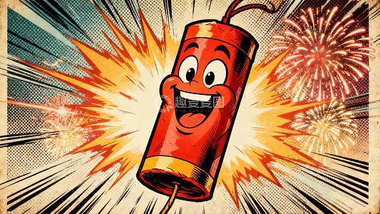 卡通炸药庆祝烟花画面