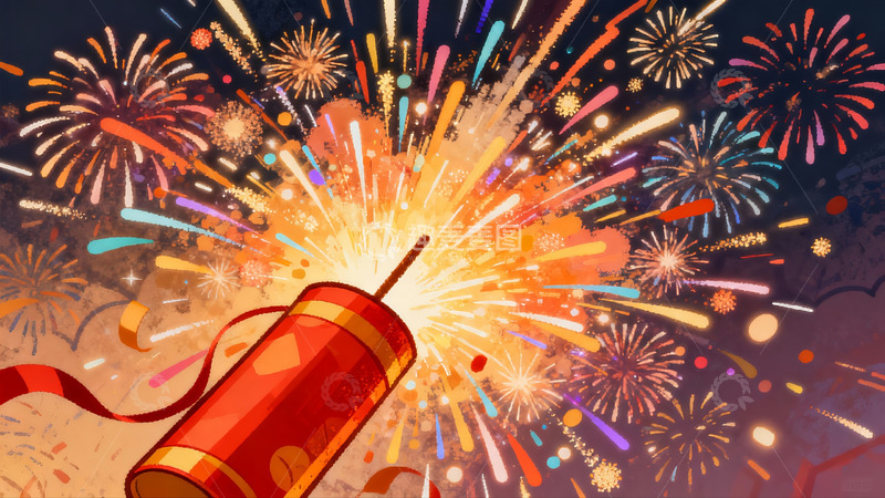 高清大图下载【趣麦麦图】绚丽烟花绽放夜空