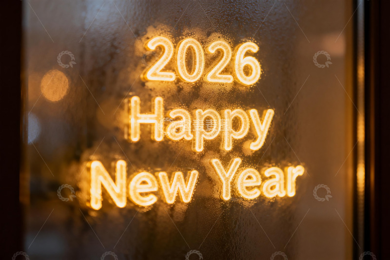 高清大图下载【趣麦麦图】2026新年快乐霓虹灯