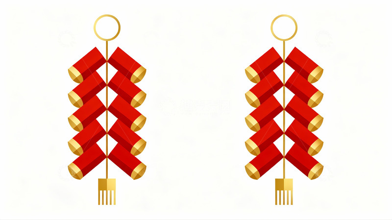 高清大图下载【趣麦麦图】红色鞭炮挂饰图案