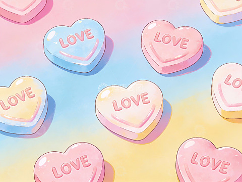 心形糖果排列图案