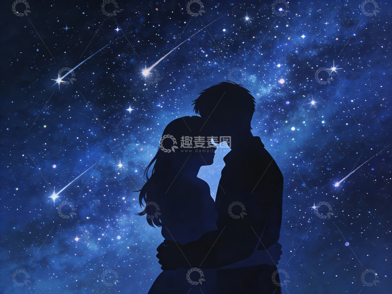 高清大图下载【趣麦麦图】星空下情侣剪影
