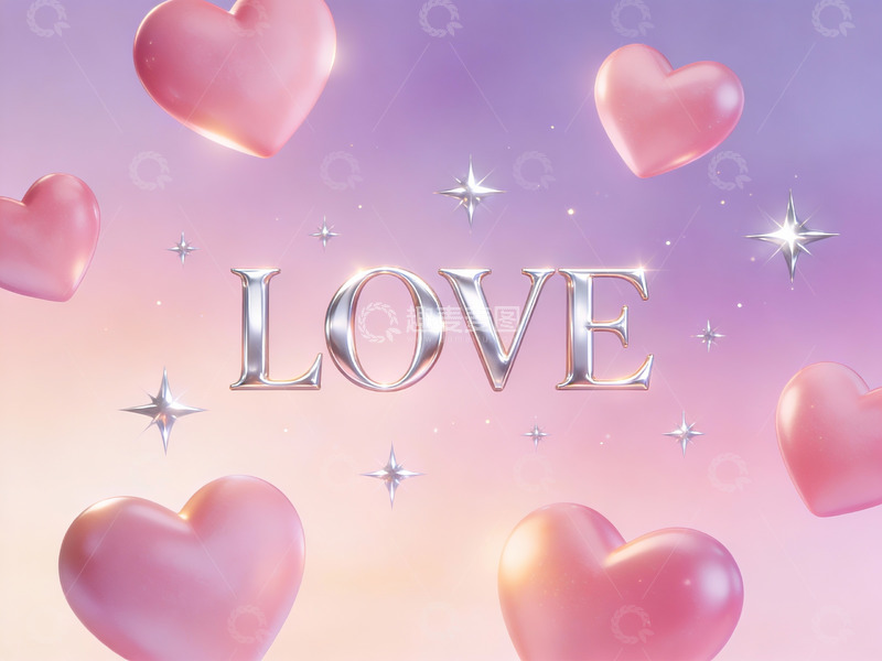 高清大图下载【趣麦麦图】爱心环绕的爱字艺术图