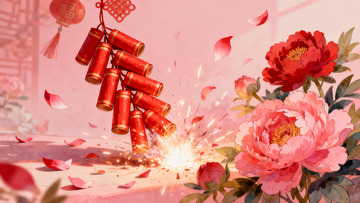 烟花绽放牡丹盛开