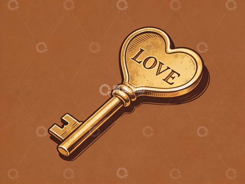 高清大图下载【趣麦麦图】心形钥匙上的爱字