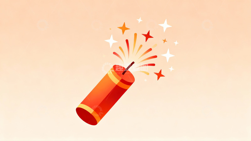 高清大图下载【趣麦麦图】红色鞭炮绽放烟花