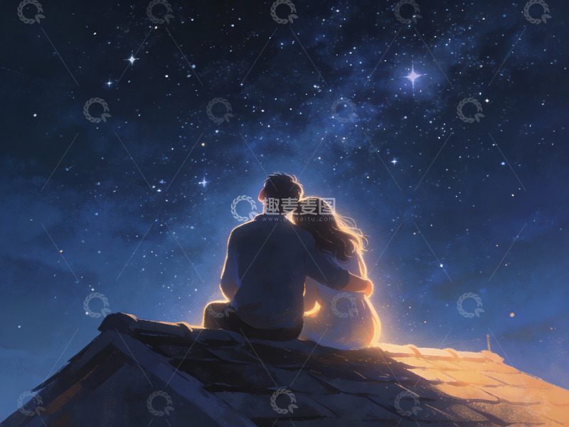 高清大图下载【趣麦麦图】情侣仰望星空