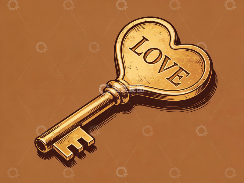 高清大图下载【趣麦麦图】心形钥匙上的爱字