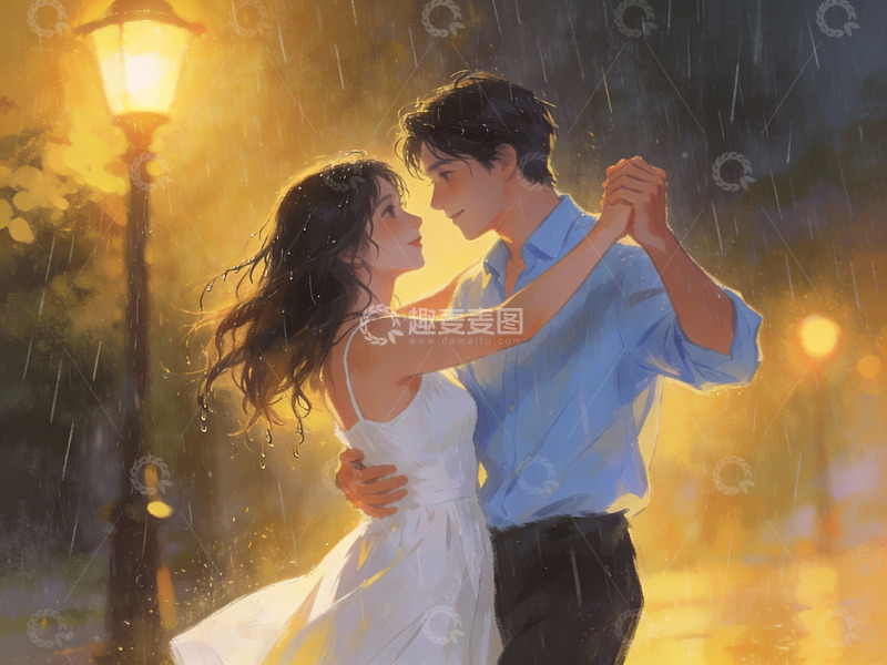 高清大图下载【趣麦麦图】雨中相拥的情侣