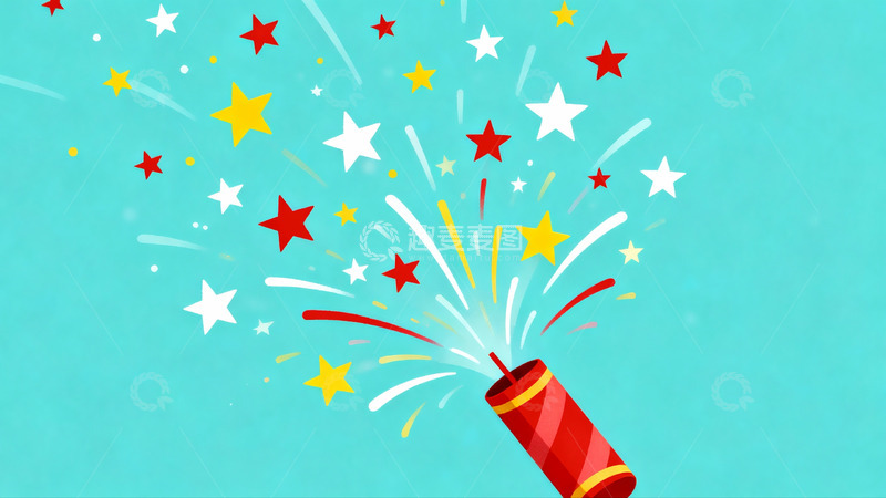 高清大图下载【趣麦麦图】烟花绽放五彩星星