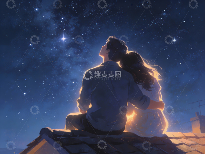 高清大图下载【趣麦麦图】情侣仰望星空
