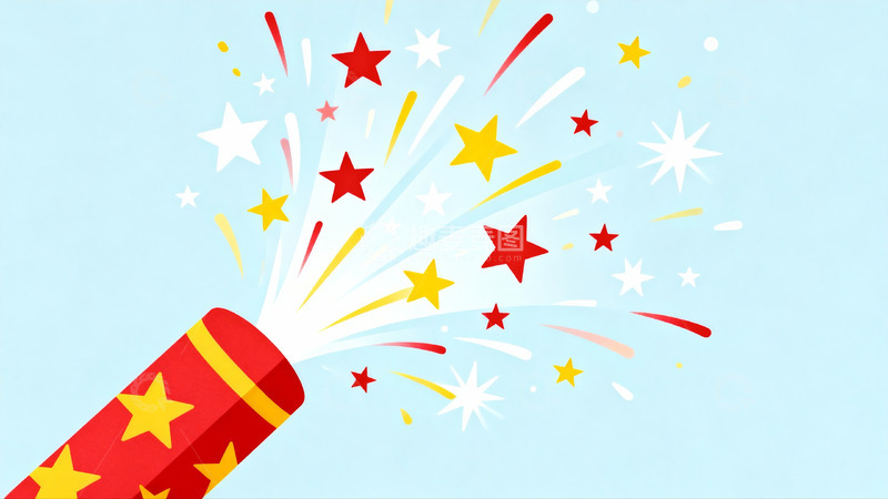 高清大图下载【趣麦麦图】烟花绽放五彩星星