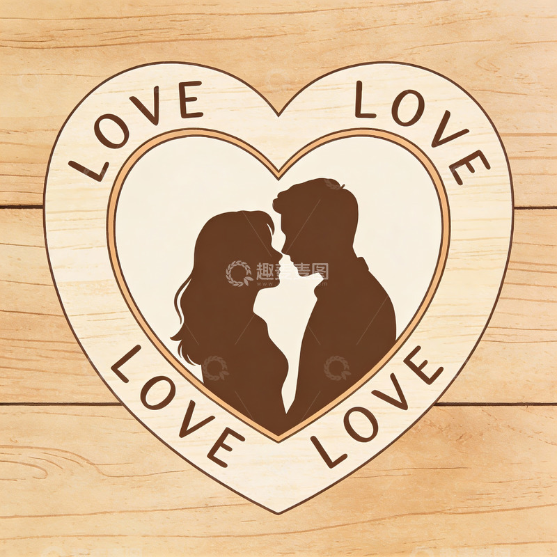 高清大图下载【趣麦麦图】心形图案中的情侣剪影