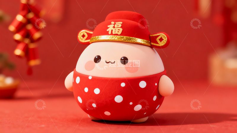 高清大图下载【趣麦麦图】红色福帽玩偶新年装饰