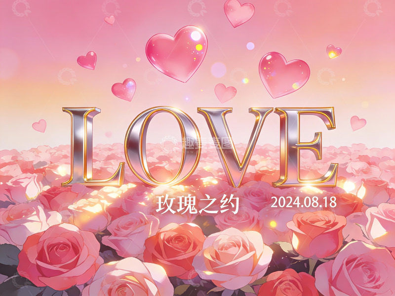 高清大图下载【趣麦麦图】玫瑰花海中的爱情约定