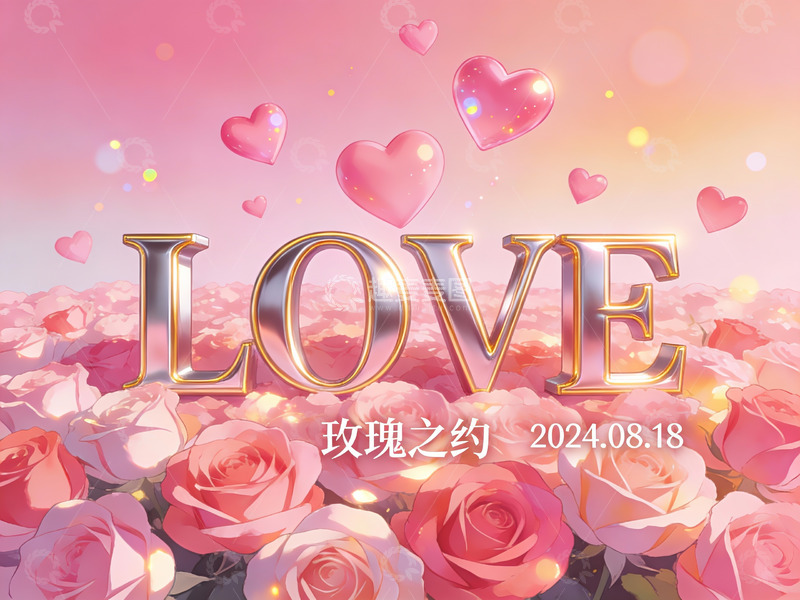 高清大图下载【趣麦麦图】玫瑰花海中的爱情约定