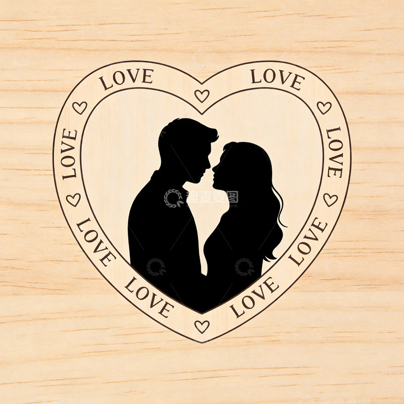 高清大图下载【趣麦麦图】情侣剪影心形图案