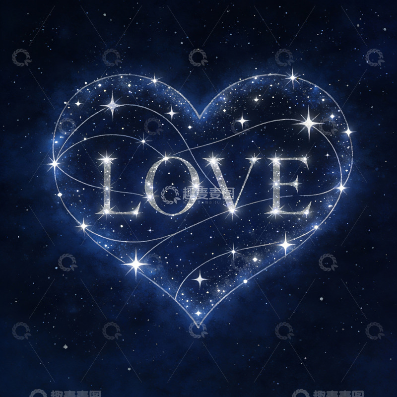 高清大图下载【趣麦麦图】星空心形爱字图案