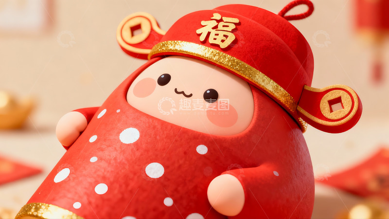 高清大图下载【趣麦麦图】红色福娃新年吉祥物