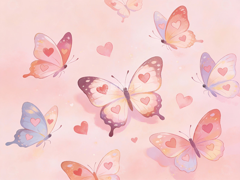 高清大图下载【趣麦麦图】心形蝴蝶飞舞的梦幻场景