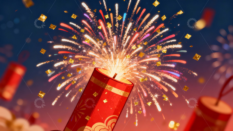 高清大图下载【趣麦麦图】绚丽烟花绽放夜空