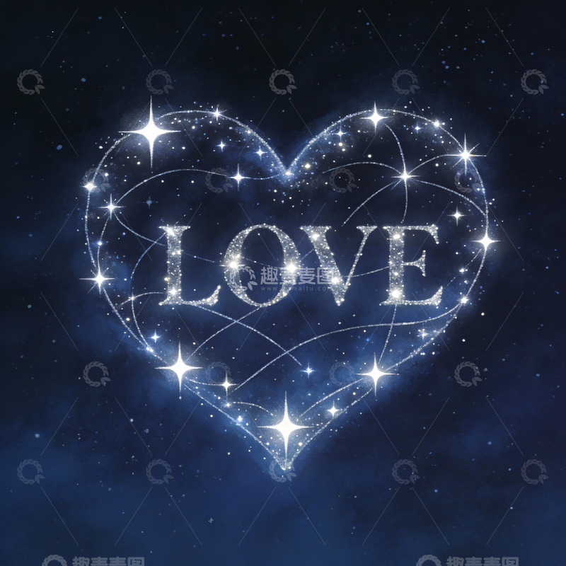 高清大图下载【趣麦麦图】星空心形爱字图案
