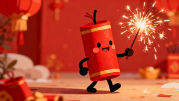 卡通鞭炮手持烟花庆祝节日