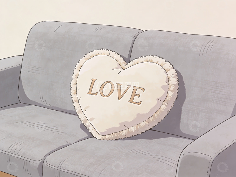 高清大图下载【趣麦麦图】沙发上的心形抱枕
