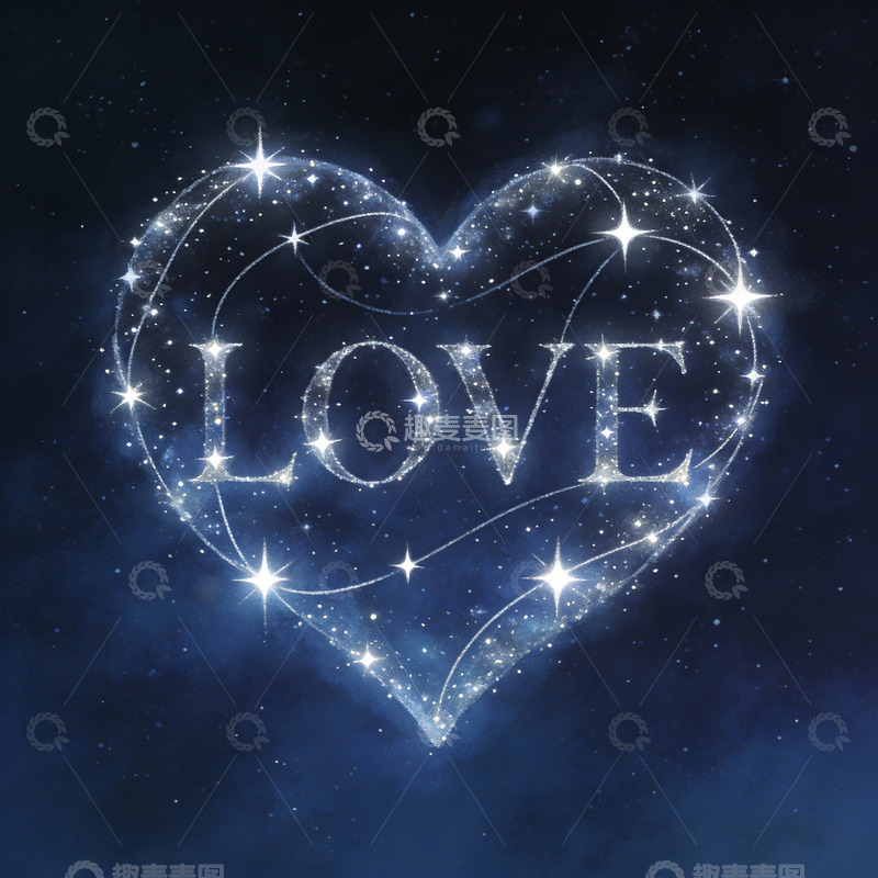 高清大图下载【趣麦麦图】星空心形爱字图案