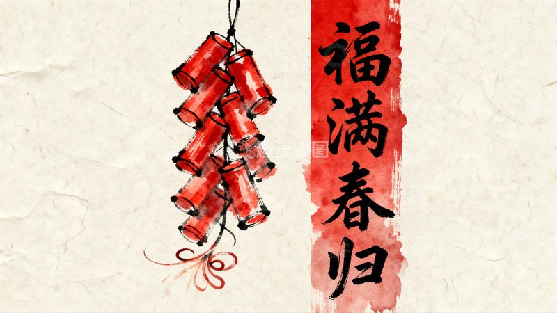 高清大图下载【趣麦麦图】春节鞭炮挂饰艺术图